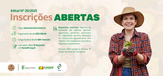 FUNADIF publica edital de seleção de extensionistas externos para atuação no Projeto Maria Terra