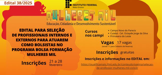 IFMT seleciona professores bolsistas para o Programa Bolsa Formação Mulheres Mil 
